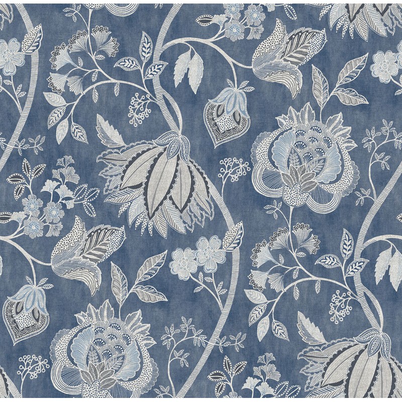 Papel pintado FLORAL ÉTNICO AZUL MARINO