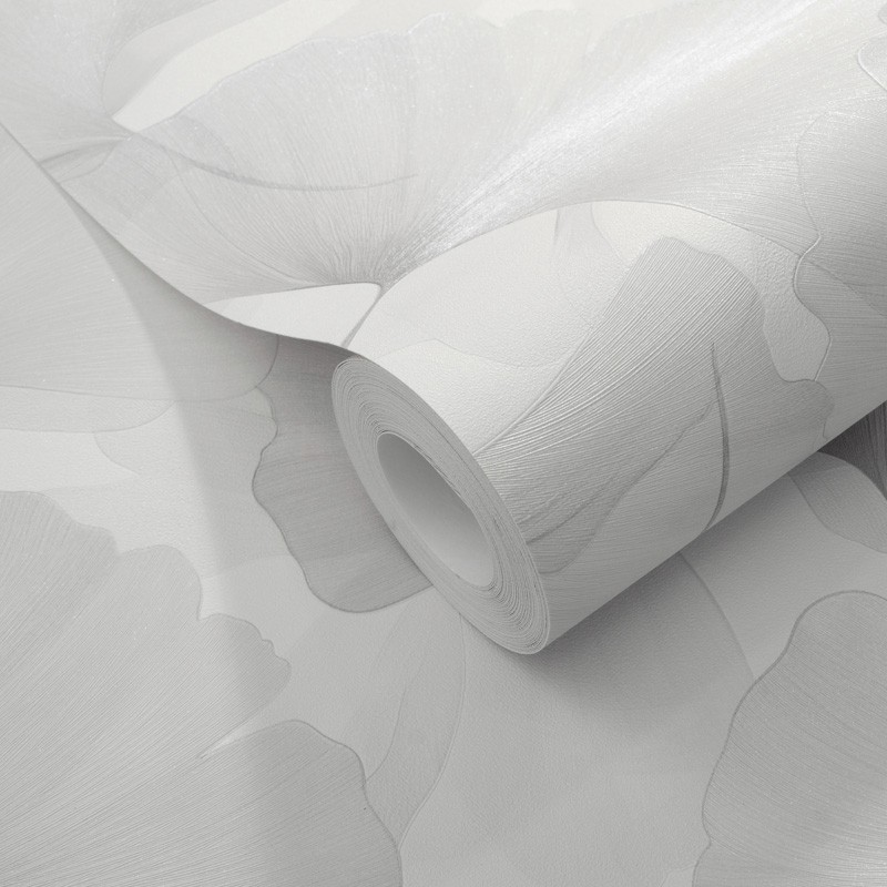 Fotografía en detalle de Papel pintado HOJAS GINKGO GRIS PERLADO de Servicat Pinturas