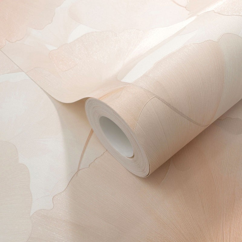 Fotografía en detalle de Papel pintado HOJAS GINKGO ROSA CORAL de Servicat Pinturas
