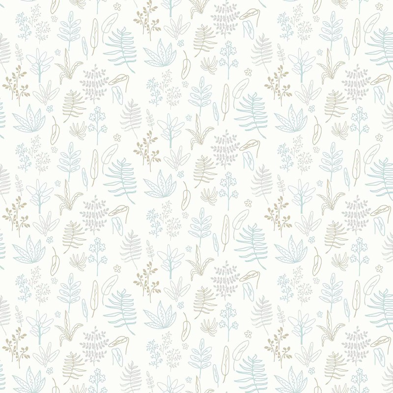 Papel pintado infantil BOTÁNICO AZUL