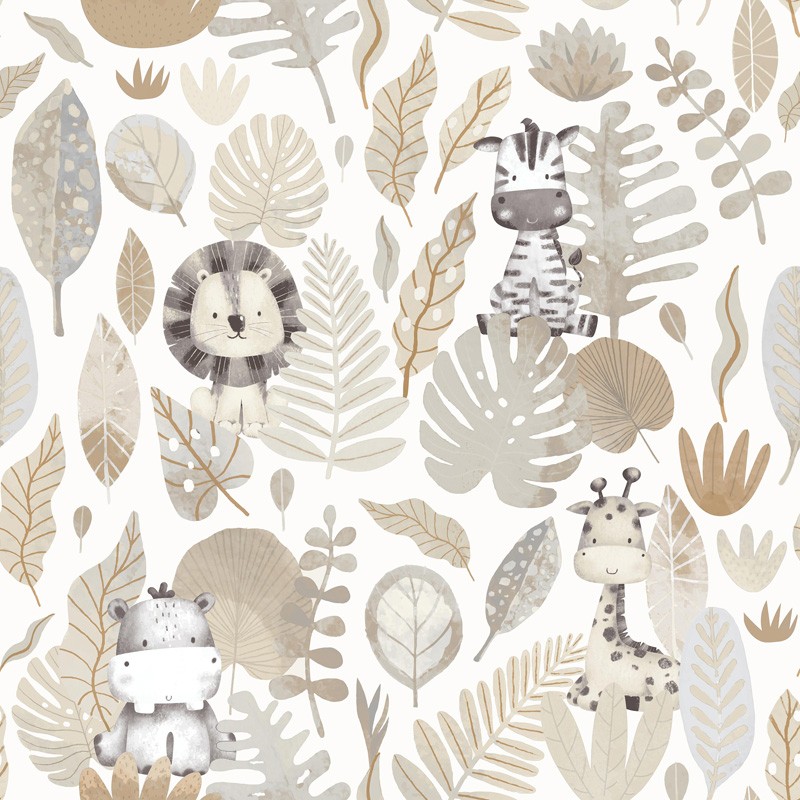 Papel pintado INFANTIL SELVA TROPICAL BEIGE