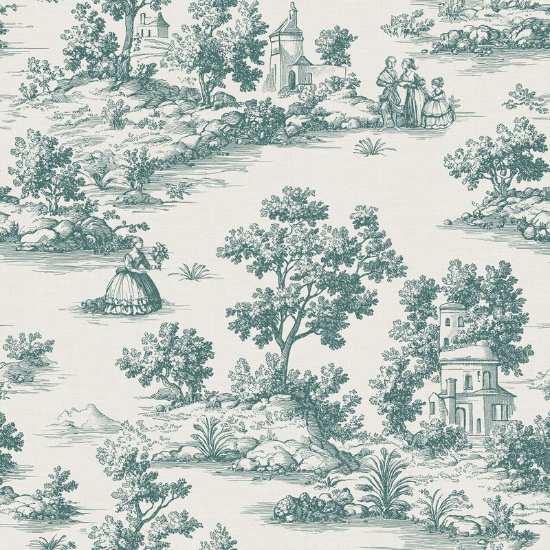 Papel pintado TOILE DE JOUY VERDE