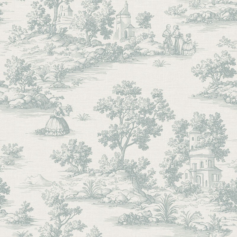 Papel pintado TOILE DE JOUY VERDE AGUA